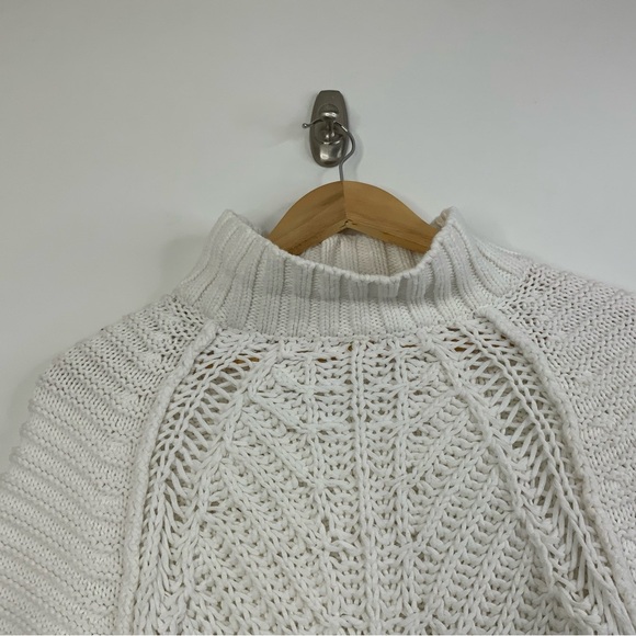 Free People Sweetheart Sweater Off White. Size XS. Mock Neck Ballon Sleeves. - Picture 5 of 7